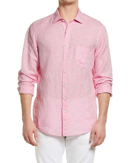 Rodd & Gunn Pink Seaford Linen Button-up Shirt for men
