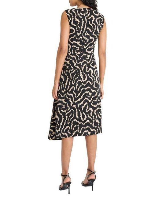 Maggy London Black Sleeveless Asymmetric Hem Midi Dress