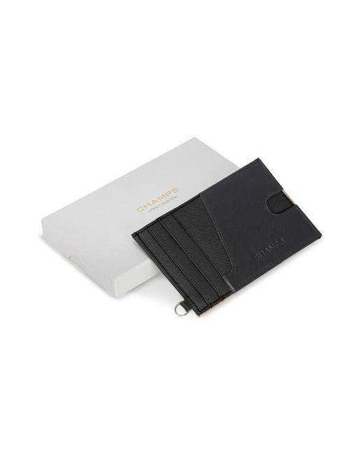 CHAMPS Black Iconic Leather Card Case for men