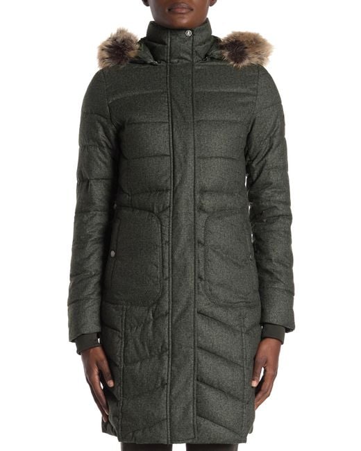 foreland quilt mix coat with detachable faux fur trim