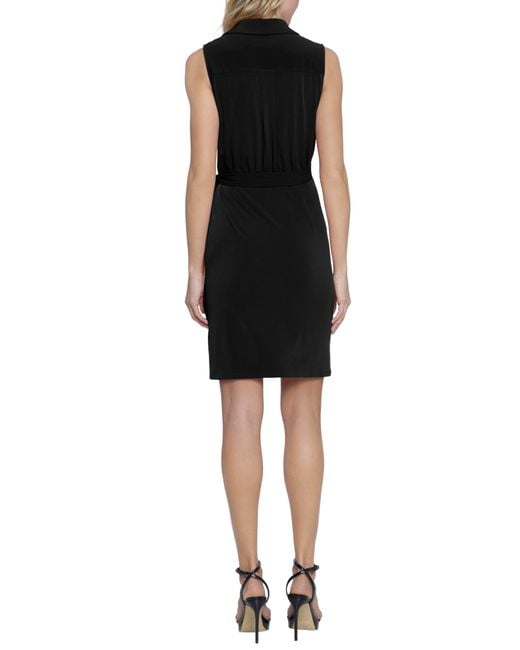 DONNA MORGAN FOR MAGGY Black Sleevelss Wrap Dress