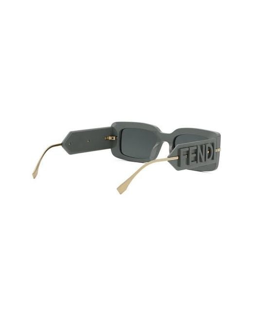 Fendi Gray Graphy 51Mm Rectangular Sunglasses