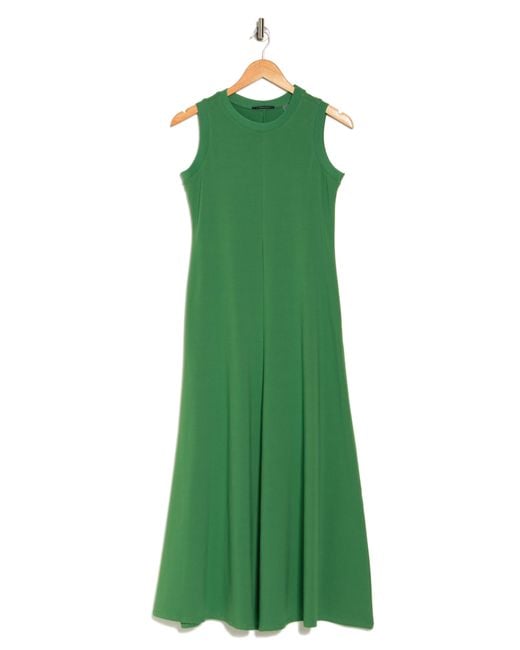 Tahari Green A-line Stretch Cotton Midi Dress