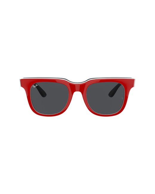 Ray-Ban Red Ray-ban Jeffrey 51mm Square Sunglasses