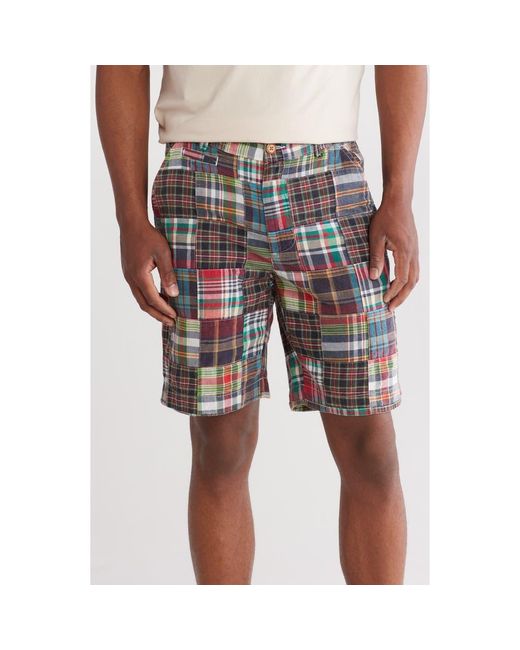 Vintage 1946 Blue Acid Wash Patchwork Madras Plaid Shorts for men