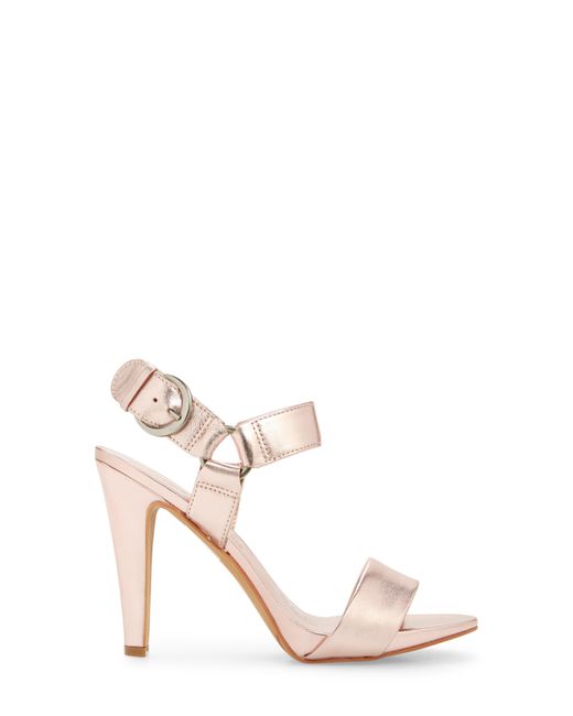 Karl Lagerfeld Pink Cieone Metallic Leather Ankle Strap Sandal