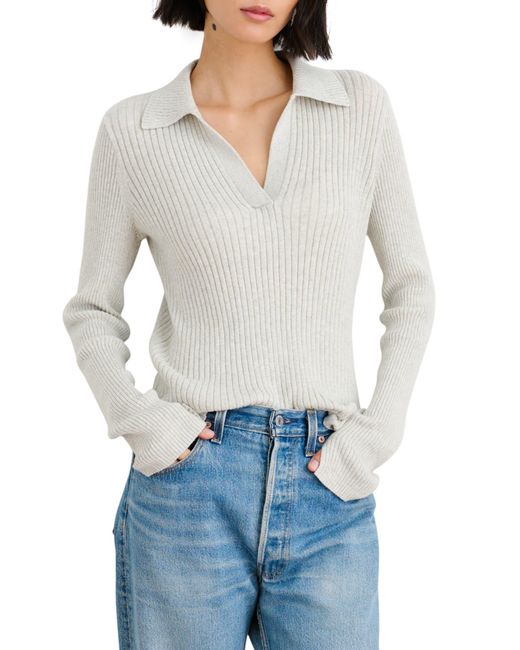 Alex Mill White Loretta Ribbed Cotton Sweater In Heather Grey At Nordstrom Rack