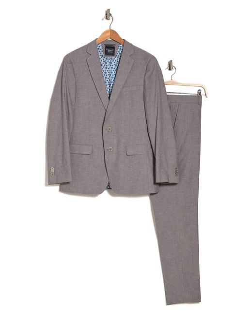 Original Penguin Gray Grey Solid Two Button Notch Lapel Stretch Chambray Suit At Nordstrom Rack for men