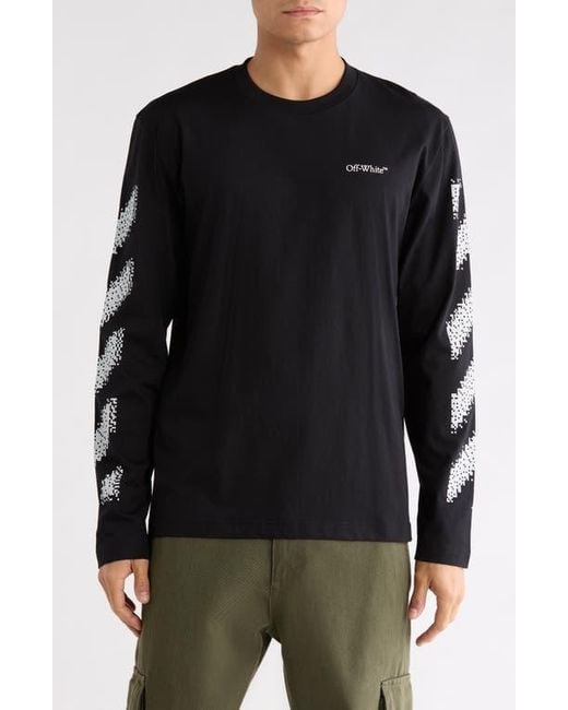 Off-White c/o Virgil Abloh Black Pixel Diagonal Skate Long Sleeve T-Shirt for men