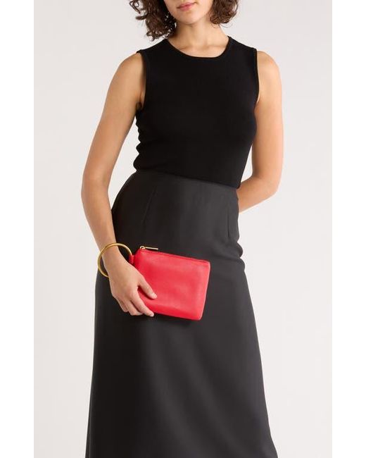 BCBGMAXAZRIA Red Ring Handle Wristlet Pouch