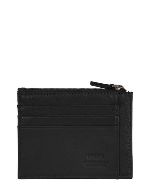 CHAMPS Black Zip Leather Card Case for men