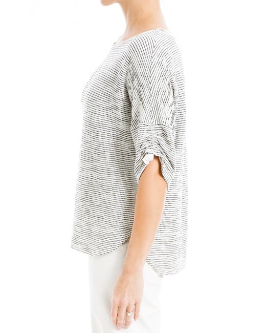 Max Studio Gray Ruched Sleeve Top
