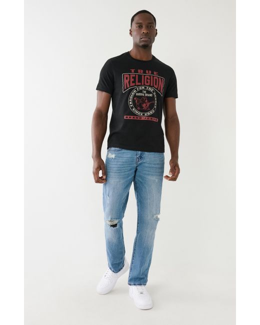 True Religion Black Cotton Crew Graphic T-shirt for men