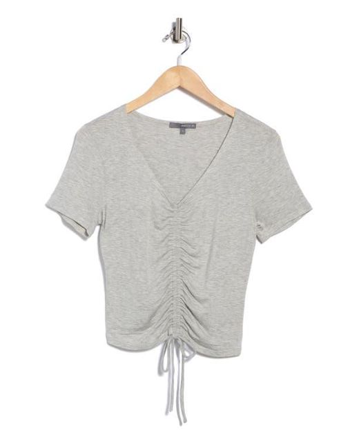 Matty M Gray Drawstring Ruched Front Top