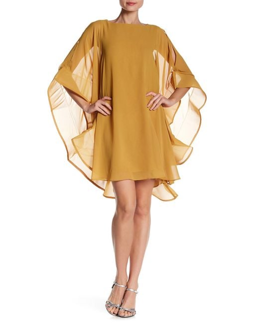 Gracia Yellow Wide Ruffle Sleeve Sheer Tunic Dress