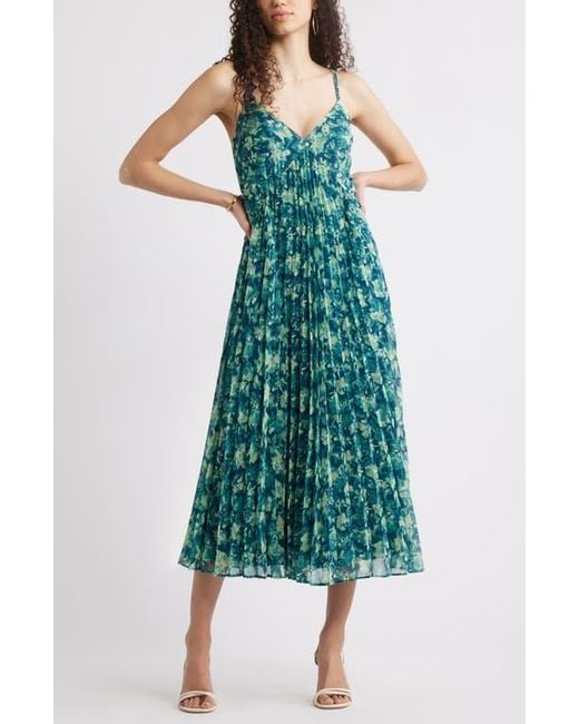 Chelsea28 Floral Pleated Sundress in Green | Lyst