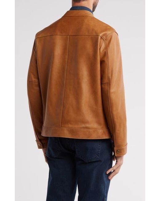 Frye Brown Cafe Leather Racer Jacket for men