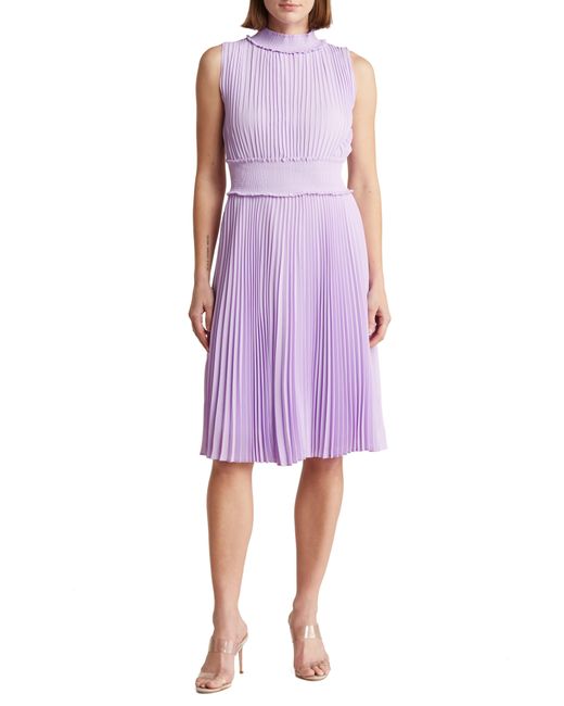 Nanette Lepore Purple Nanette Solid Pleated Dress