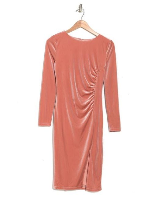 Love By Design Pink Isla Velvet Front Slit Dress