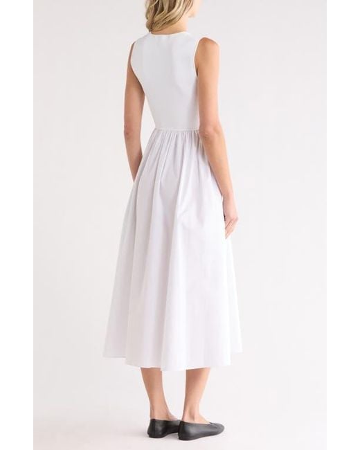 Theory Sleeveless Mixed Media Dress in White | Lyst Theory Sleeveless Mixed Media Dress in White | Lyst