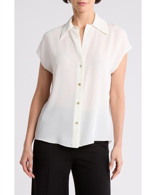 Vince White Cap Sleeve Button Front Top