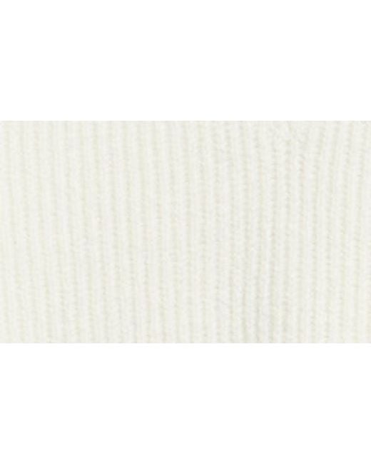 Open Edit White Rib V-Neck Sweater
