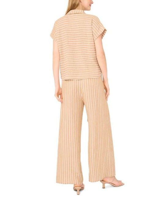 Halogen® Natural Printed Button-Up Top