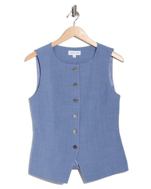 Gemma Jane Blue Hammered Button-Up Vest