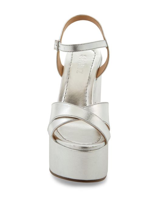 SCHUTZ SHOES Metallic Keefa Gilded Ankle Strap Platform Sandal