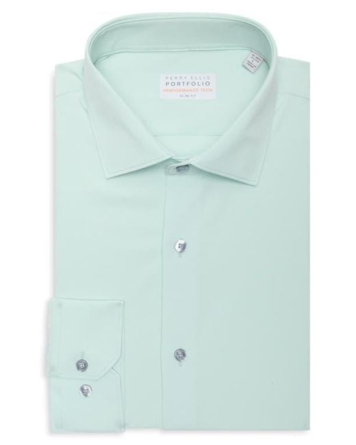 Perry Ellis Blue Performance Tech Solid Shirt for men