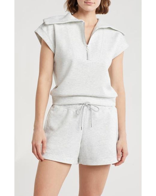 90 Degrees White Monaco Scuba Knit Half Zip Pullover