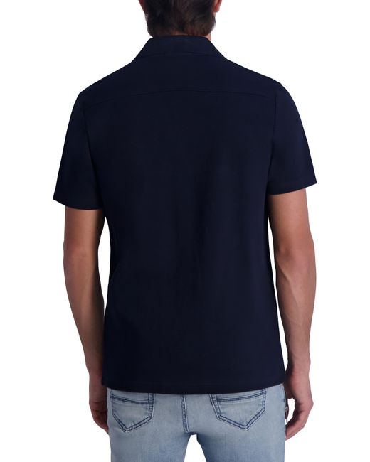 Karl Lagerfeld Blue Slim Fit Short Sleeve Button-up Camp Shirt for men