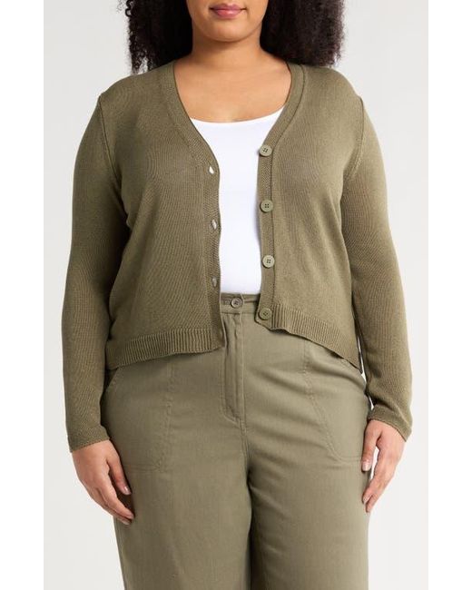 Max Studio Green V-Neck Button Front Cardigan