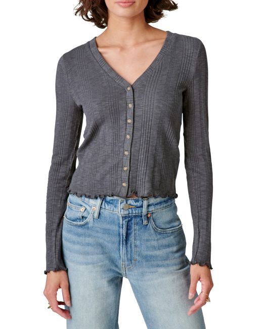 Lucky Brand Blue Rib Button-up Top
