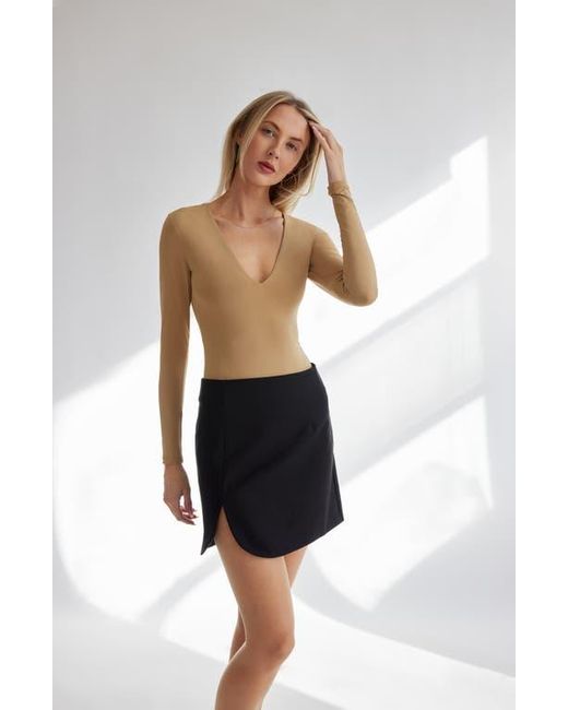 Open Edit Gray Smooth Edit V-Neck Bodysuit