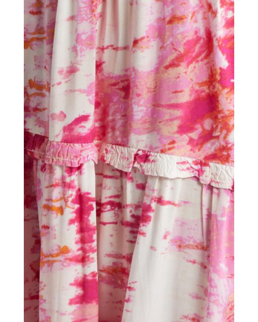 Beach Lunch Lounge Pink Camila Floral Flutter Sleeve Dress