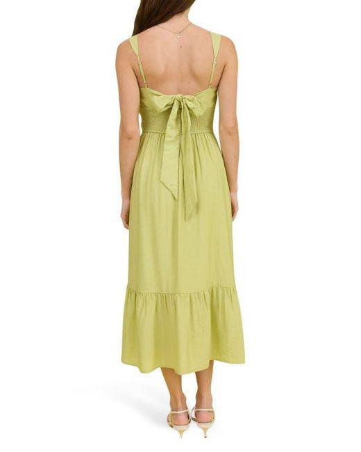 Blu Pepper Yellow Bow Tie Smocked Midi Sundress