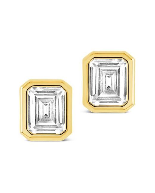 Sterling Forever Metallic Camille Bezel Cubic Zirconia Stud Earrings