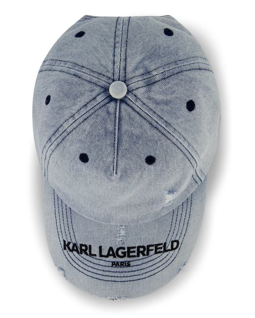 Karl Lagerfeld Gray Distressed Denim Cap for men