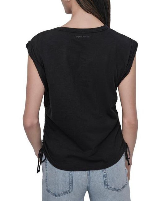 DKNY Black Ruched Knit Top