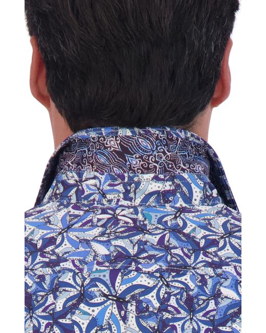 Robert Graham Blue Abstract Butterfly Print Cotton Button-up Shirt for men