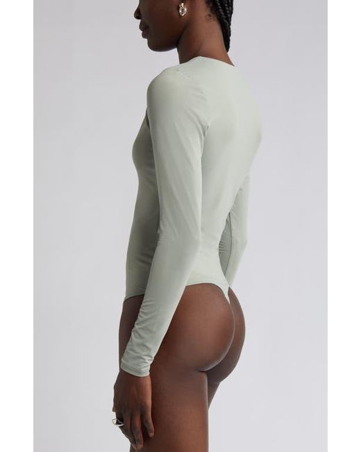 Open Edit Gray Smooth Edit V-Neck Bodysuit
