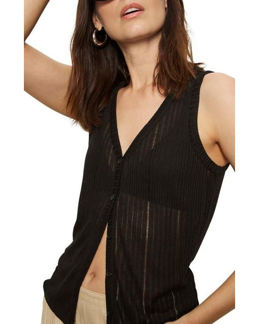Sanctuary Black Rib Button Front Tank