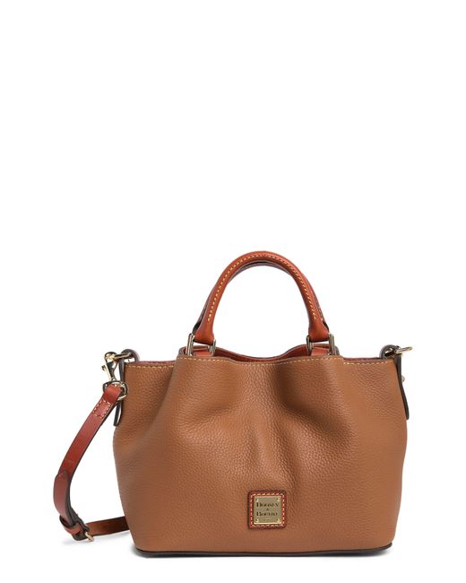 Dooney & Bourke Brown Mini Barlow Convertible Leather Top Handle Bag
