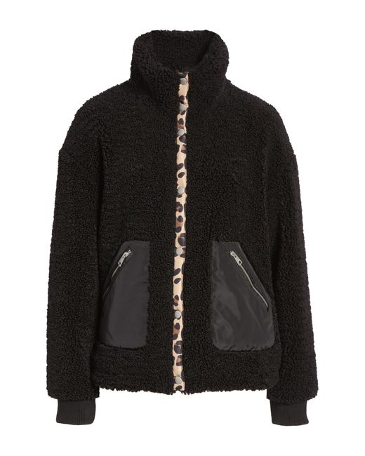 Levi's Textured High Pile Fleece Full Zip Jacket In Black/leopard At ...