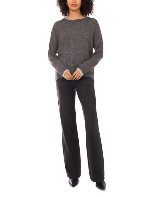 Halogen® Gray Tipped Crewneck Sweater