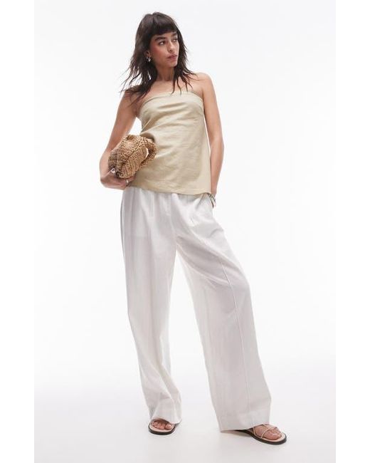 TOPSHOP Natural Linen Look Longline Bandeau