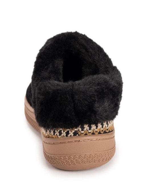 Muk Luks Black Charlee Faux Fur Clog Slipper