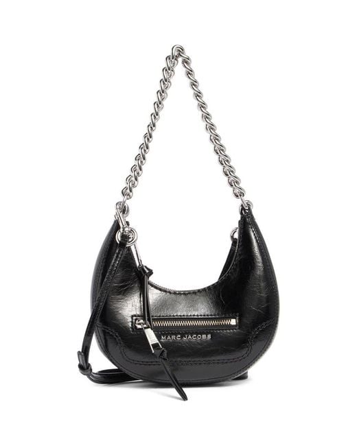 Marc Jacobs Black Mini Crescent Crinkle Leather Crossbody Bag