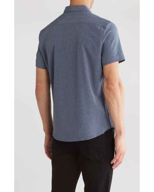 DKNY Blue Lorin Short Sleeve Button-down Tech Shirt for men